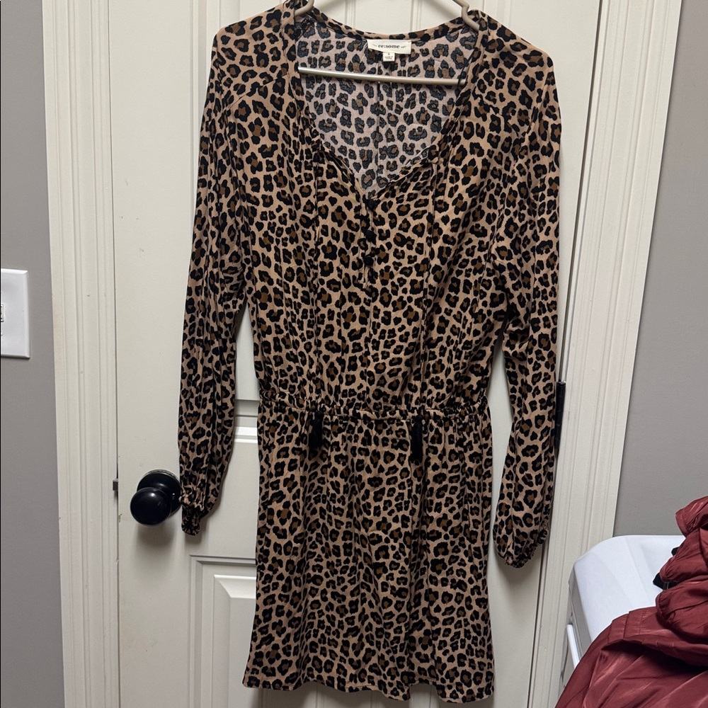 Leopard Print Long Sleeve Dress